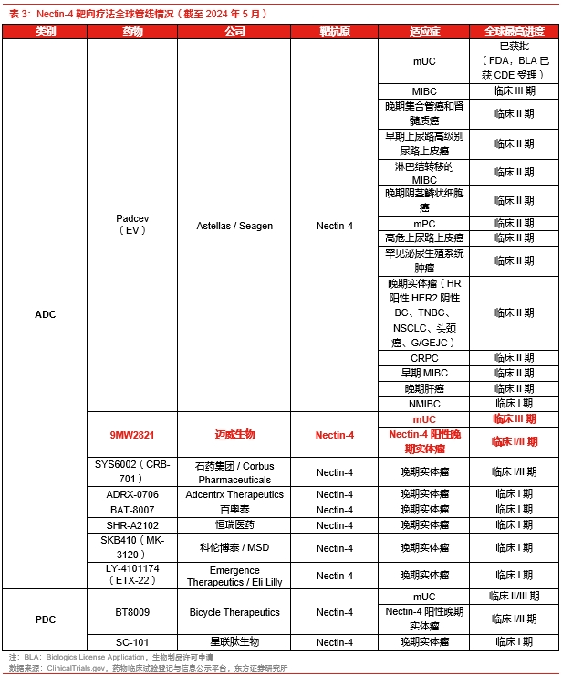 Nectin-4 靶向疗法全球管线情形
